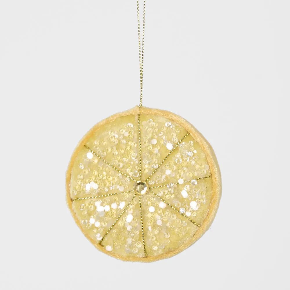 Yellow Palermo Beaded Lemon Slice Ornament - My Christmas