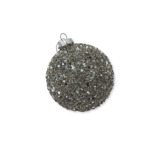 Platinum Sequin Glass Ornament