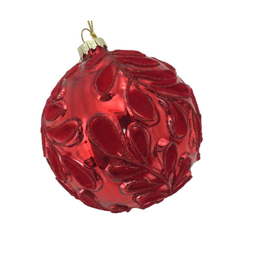 Red Patterned Glass Bauble