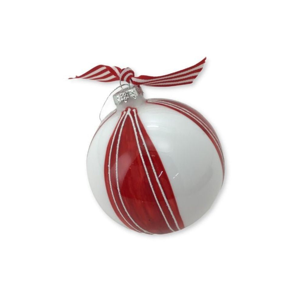Red/White Glass Bauble