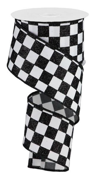 Black And White Checked Ribbon - My Christmas