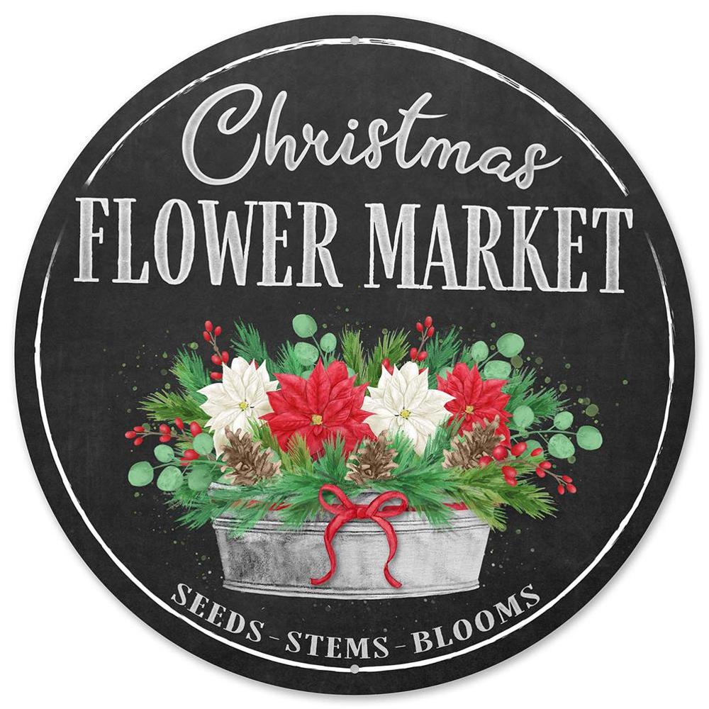 Black and White Christmas Flower Market Sign - My Christmas