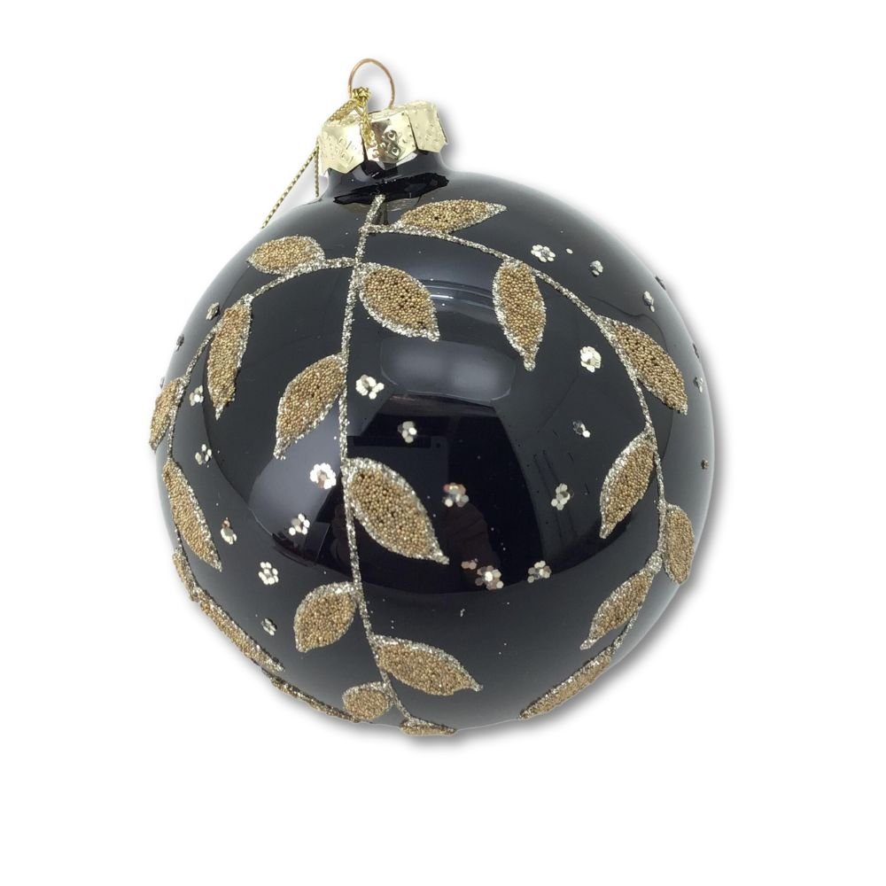 Black & Gold Ball Ornament, 10cm - My Christmas
