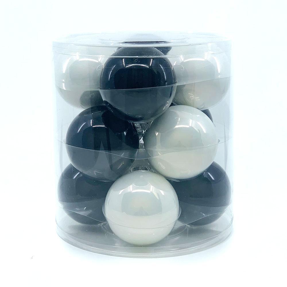 Black/White Glass Bauble Pack, Various Sizes - My Christmas