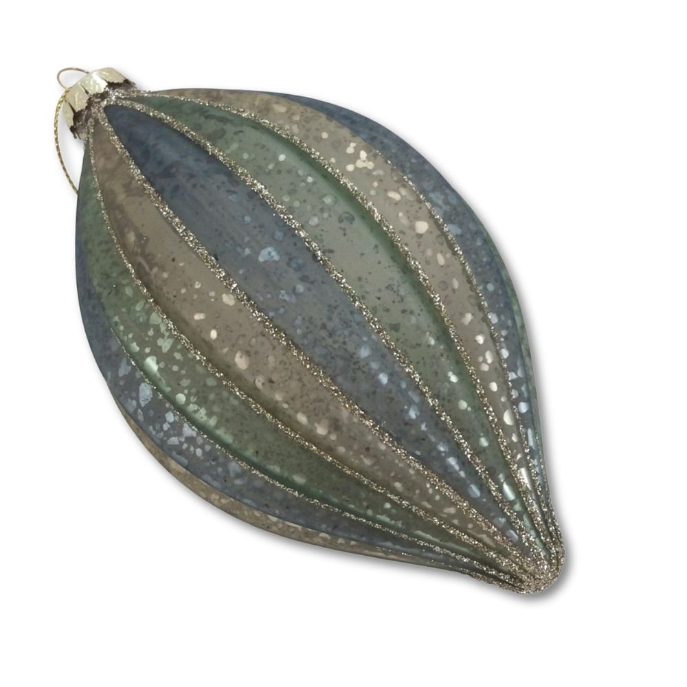 Blue Grey Long Drop Ornament, 14cm - My Christmas