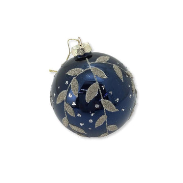 Blue Leaf Glass Bauble - My Christmas
