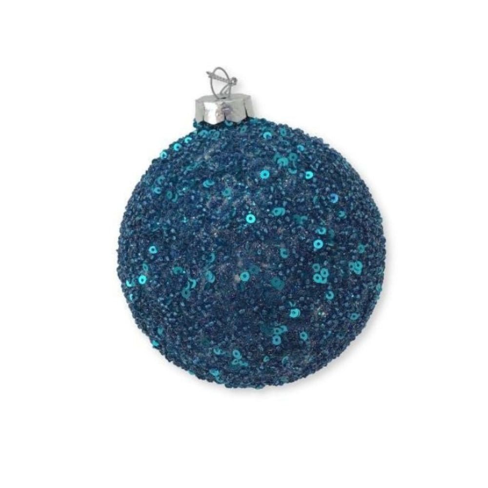Blue Sequin Glass Ornament - My Christmas