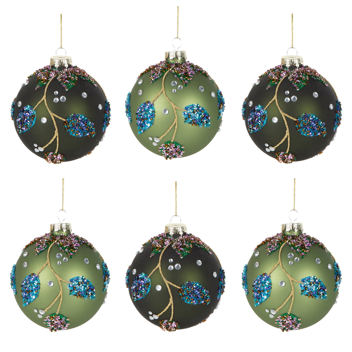 Box of 6 Green Ornaments - My Christmas