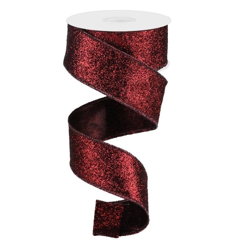 Burgundy Glitter Ribbon - My Christmas