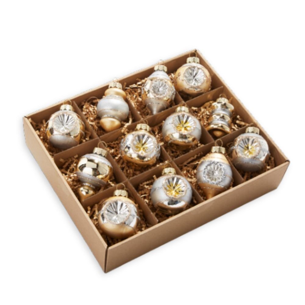 Champagne & Silver Vintage Ornaments, Box of 12 - My Christmas