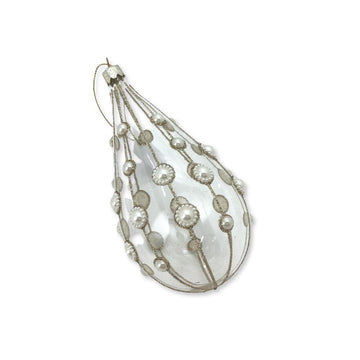 Clear and Pearl Glass Finial - My Christmas