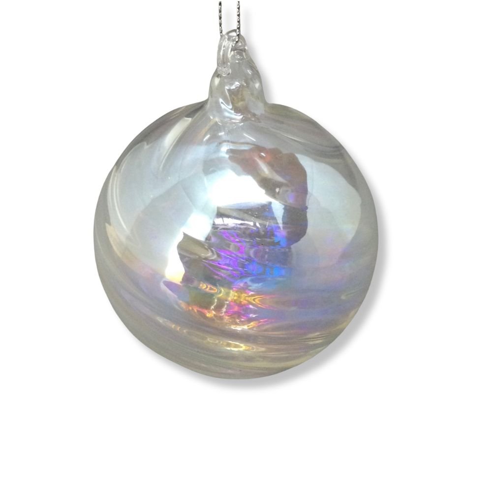 Clear Iridescent Ball Ornament, 8cm - My Christmas