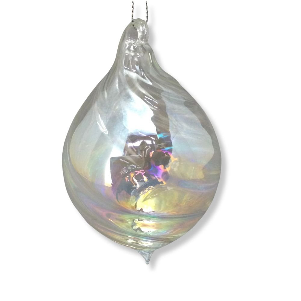 Clear Iridescent Drop Ornament, 11cm - My Christmas