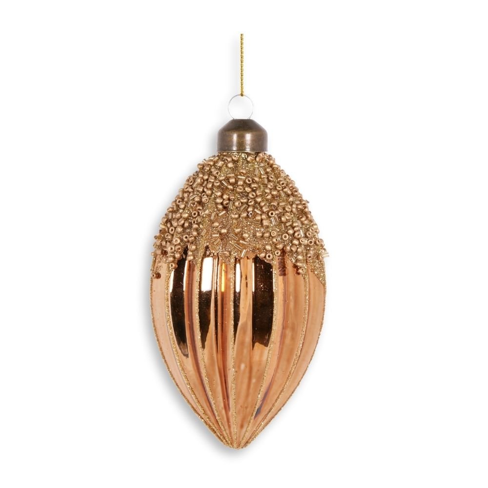 Copper Beaded Drop Bauble - My Christmas