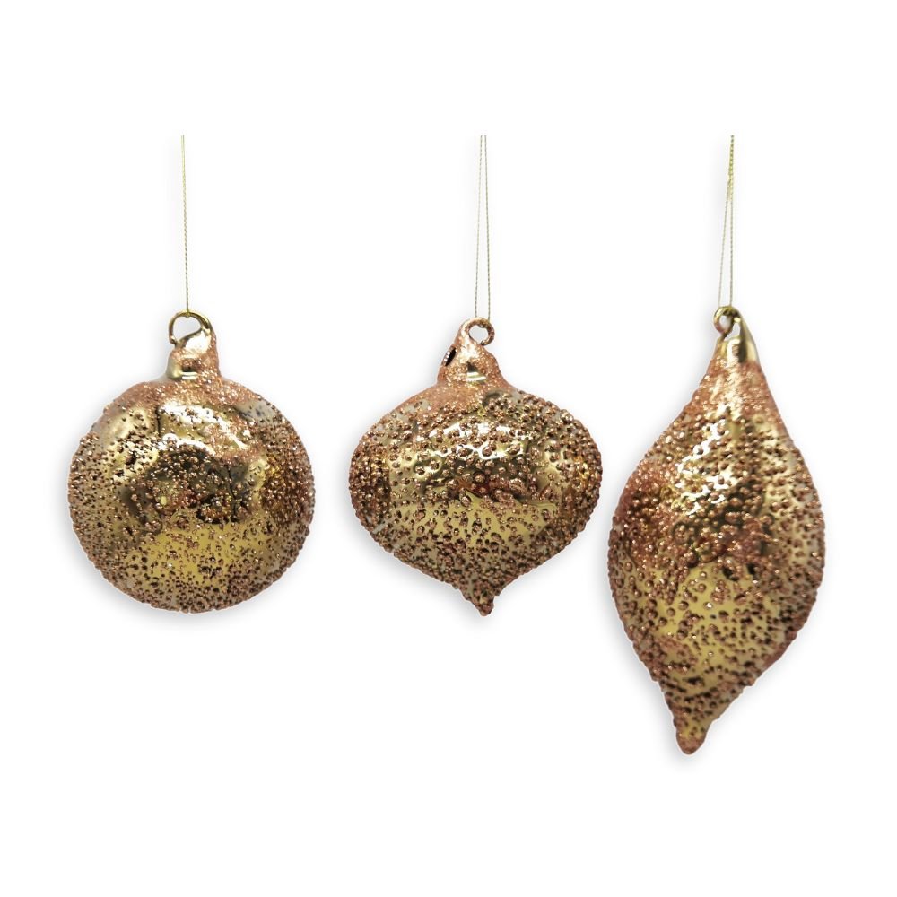 Copper Glass Bauble, Pack of 3 - My Christmas