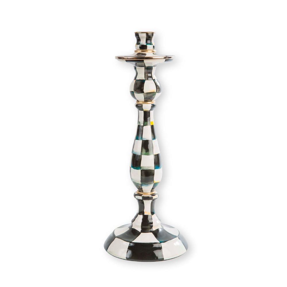 Courtly Check Enamel Candlestick, Large - My Christmas