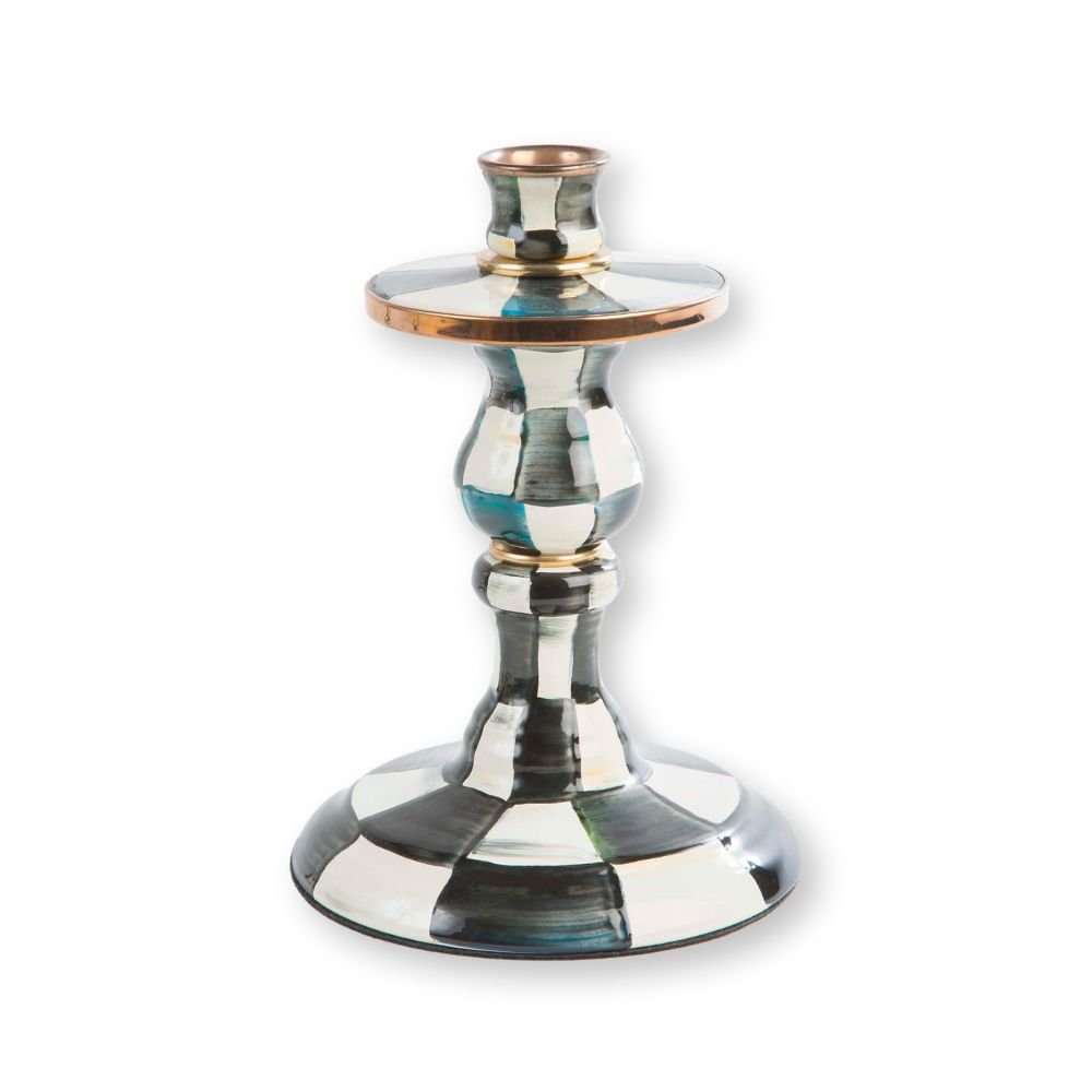 Courtly Check Enamel Candlestick, Small - My Christmas