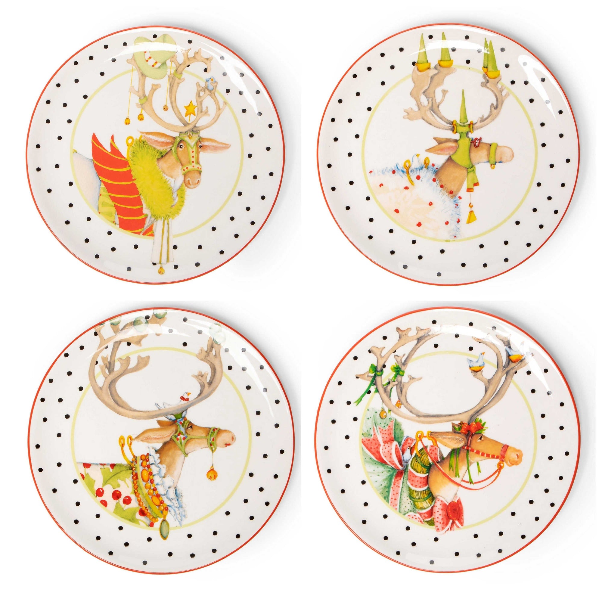 Dashaway Deer Plates, Set of 4 - My Christmas