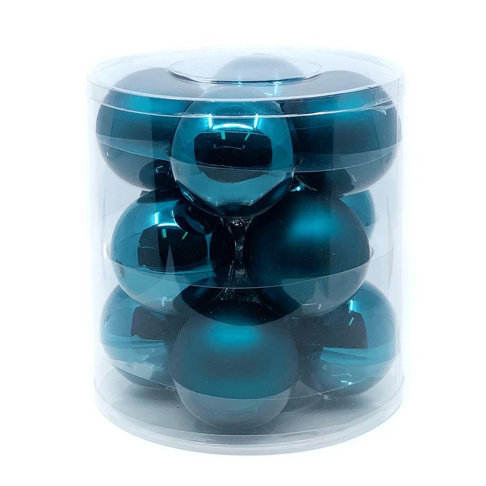 Deep Teal Glass Bauble Pack, Various Sizes - My Christmas