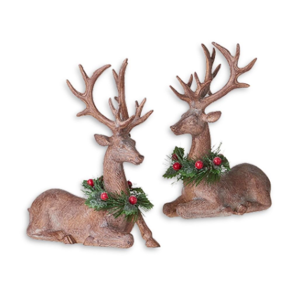 Deer with Wreath Ornament, Set of 2 - My Christmas