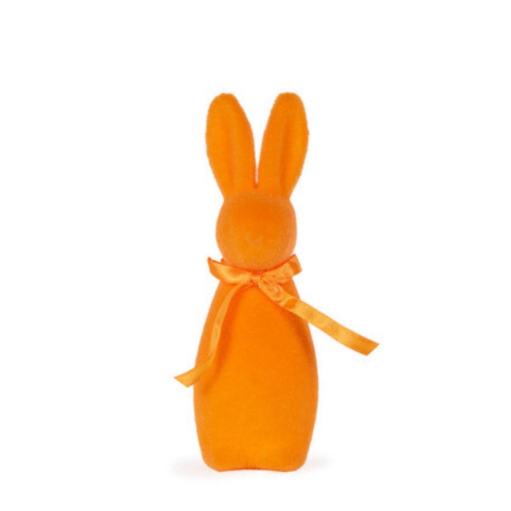 Flocked Rabbit with Bow - Orange - My Christmas