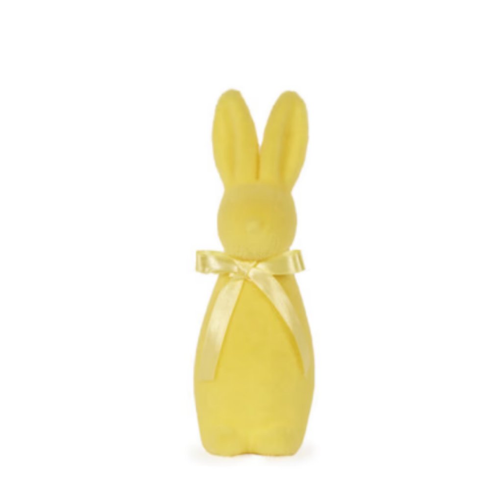Flocked Rabbit with Bow - Yellow - My Christmas