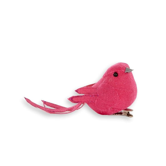 Fuchsia Linnen Clip Bird - My Christmas