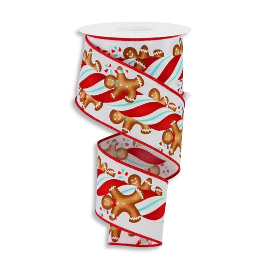 Gingerbread Blue Candy Ribbon - My Christmas