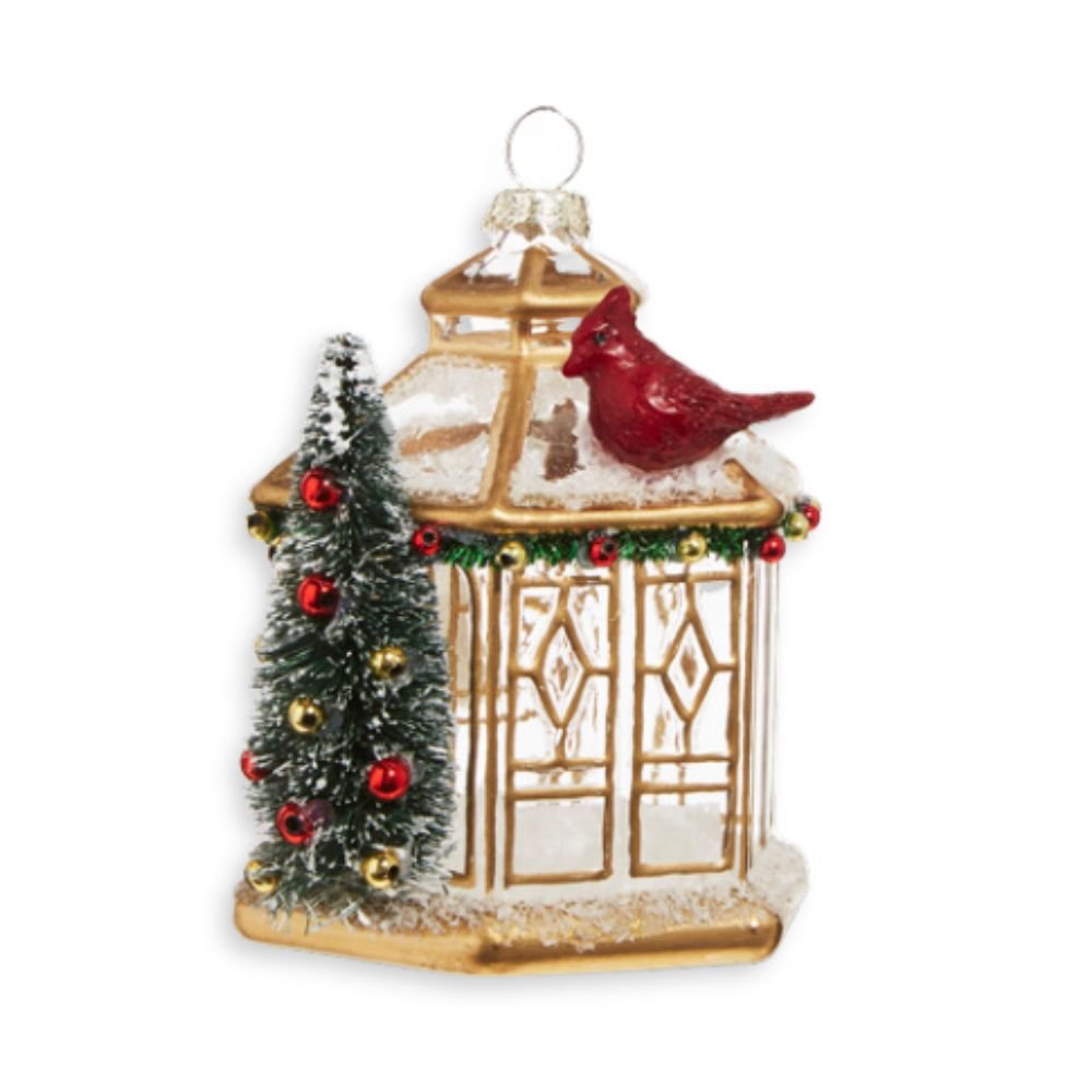 Gold Pagoda with Red Cardinal - My Christmas