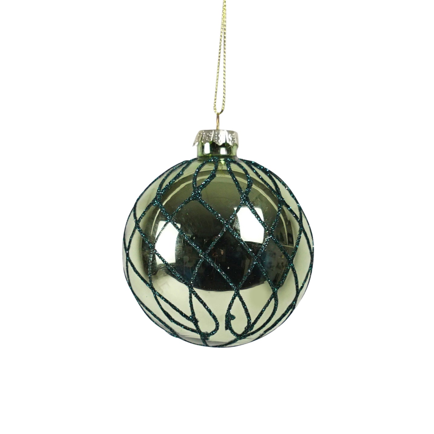 Green Glass Bauble, 8cm - My Christmas