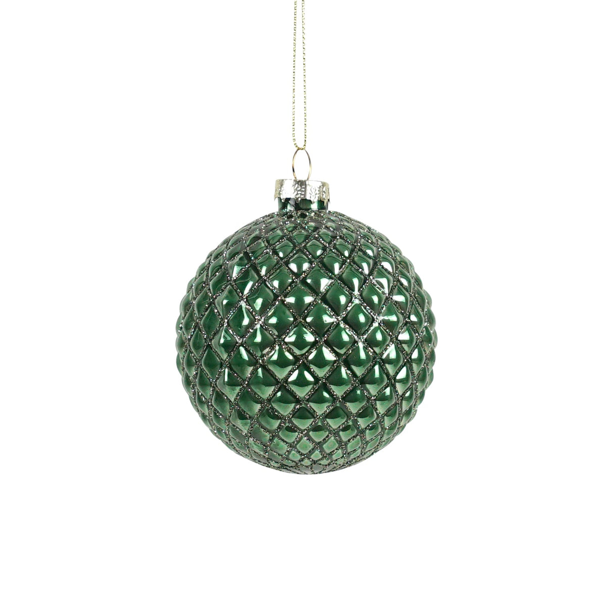 Green Glass Bauble, 8cm - My Christmas
