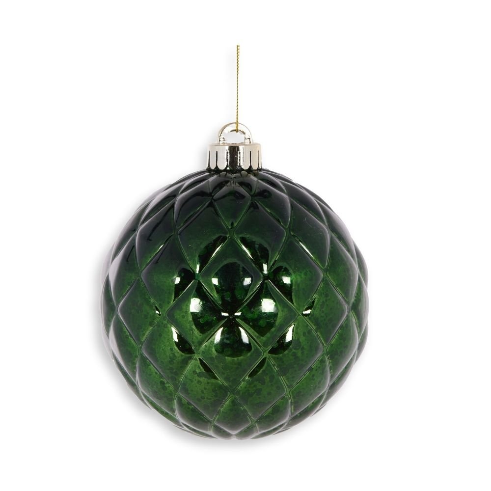 Green Mercury Quilted Bauble - My Christmas