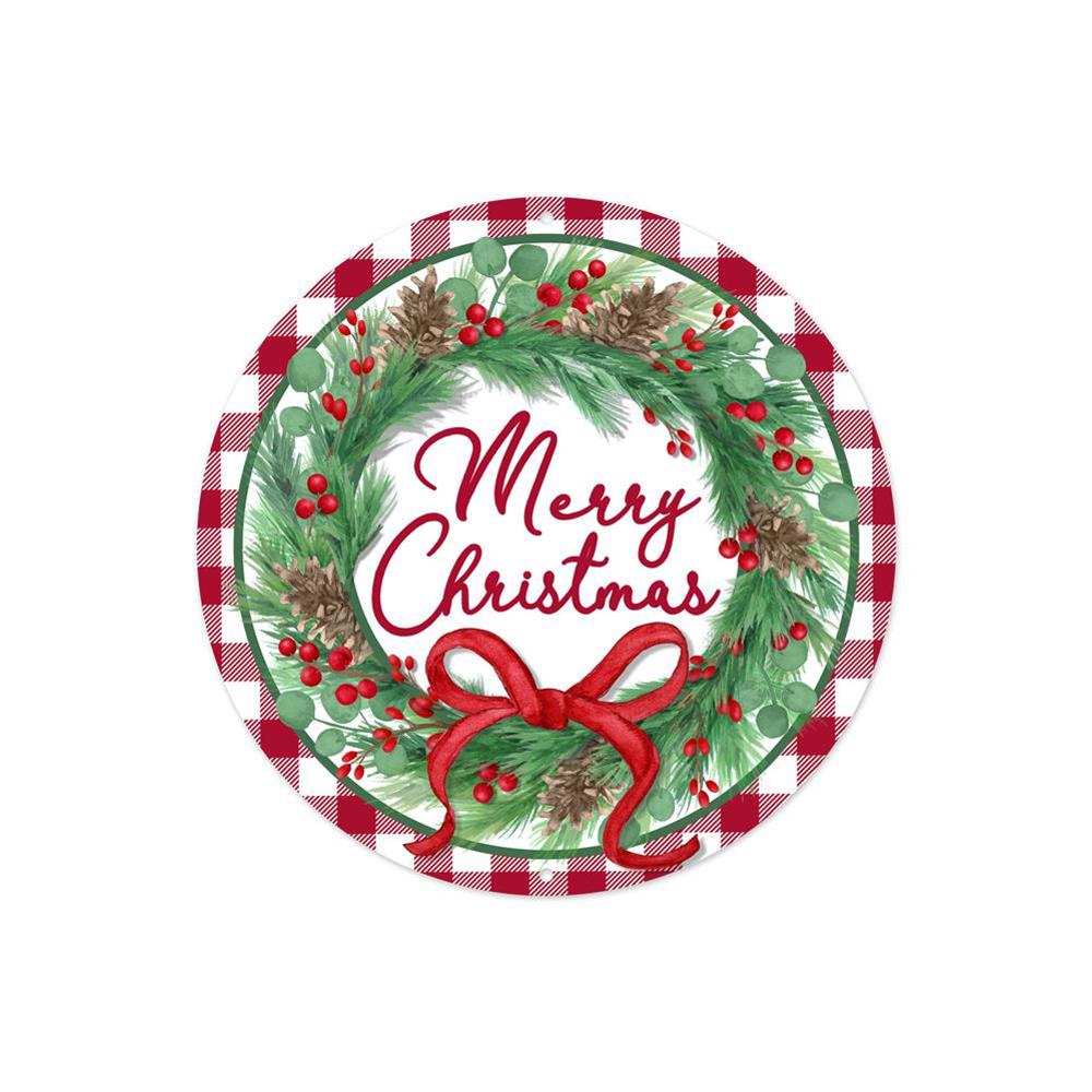 Green, Red and White Merry Christmas Wreath Sign - My Christmas