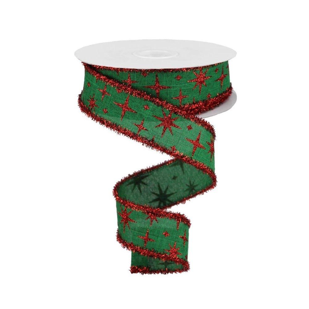 Green/Red Retro Star Ribbon - My Christmas