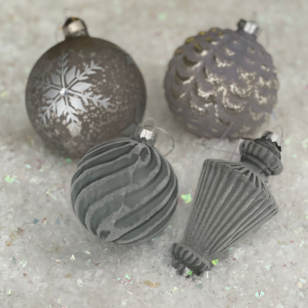 Grey/Blue Glass Cone Ornament - My Christmas