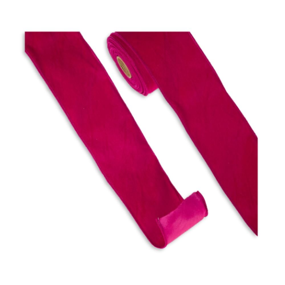 Hot Pink Velvet Wired Ribbon, 9m - My Christmas