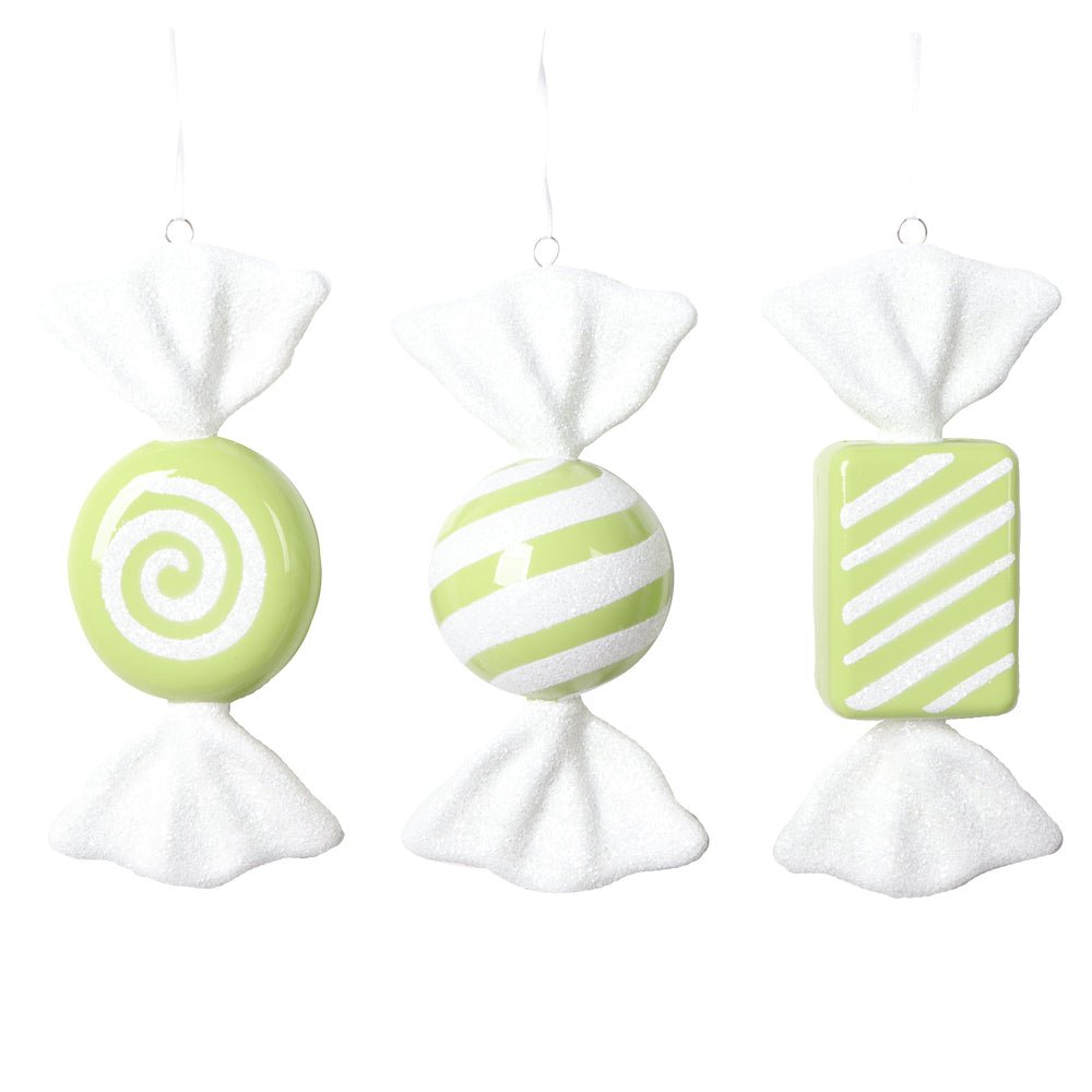 Lime/White Candy Ornaments, Pack of 3 - My Christmas