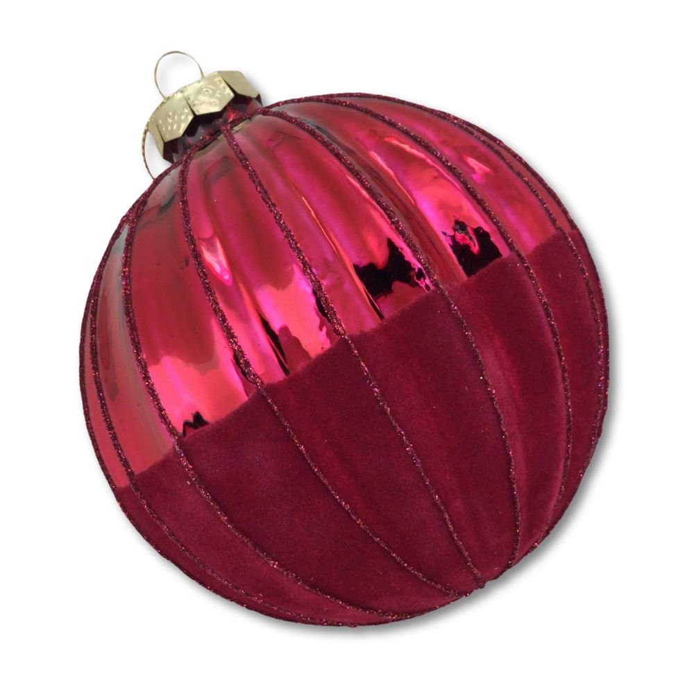 Magenta Lined Ombre Ball Ornament, 10cm - My Christmas