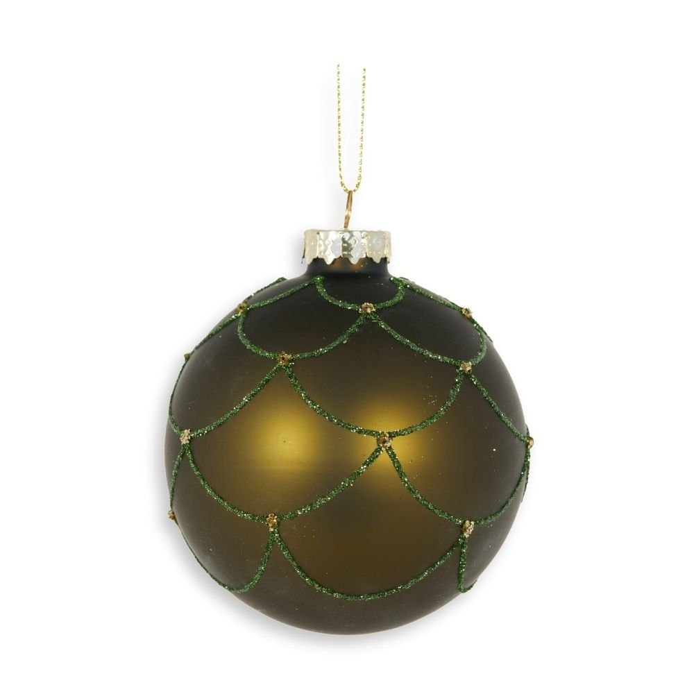 Matte Forrest Scalloped Bauble, 8cm - My Christmas
