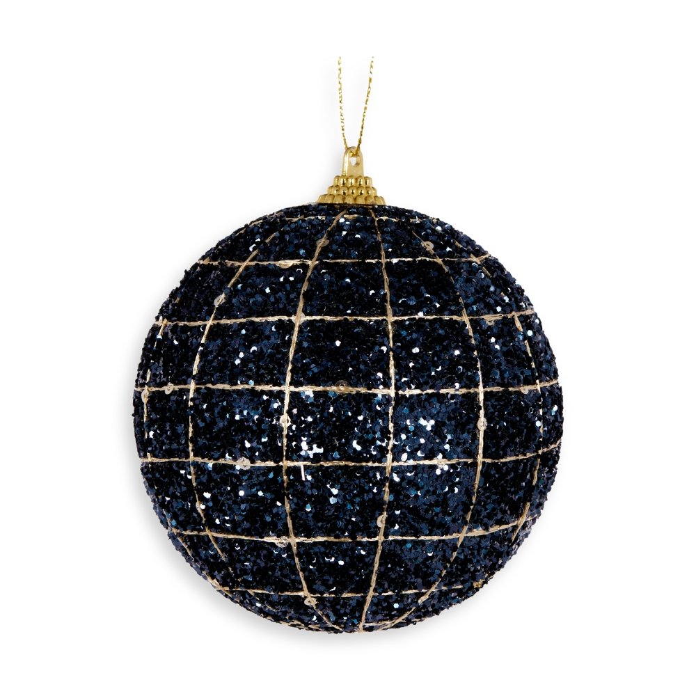 Midnight Blue Grid Bauble - My Christmas