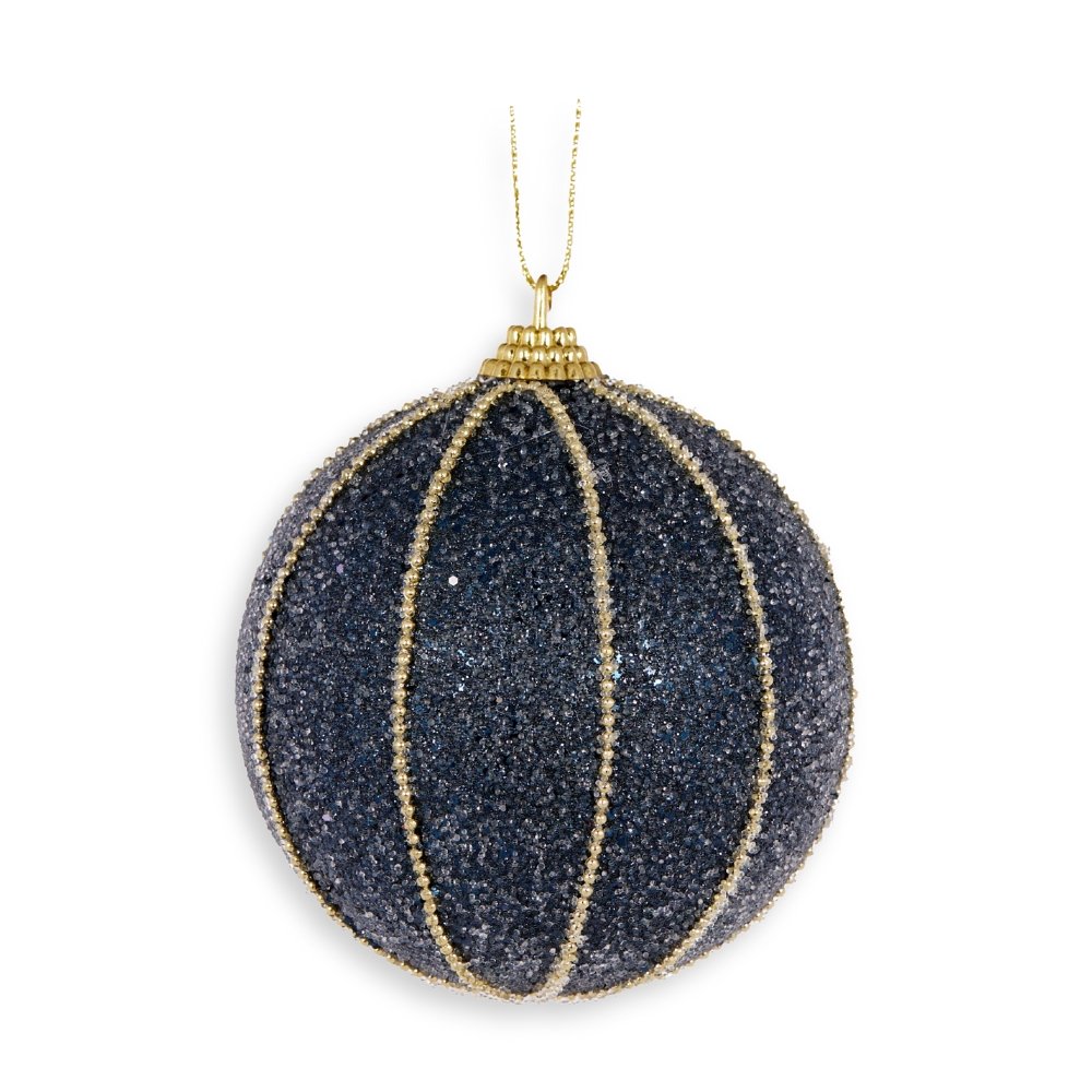 Midnight Blue Ribbed Bauble - My Christmas