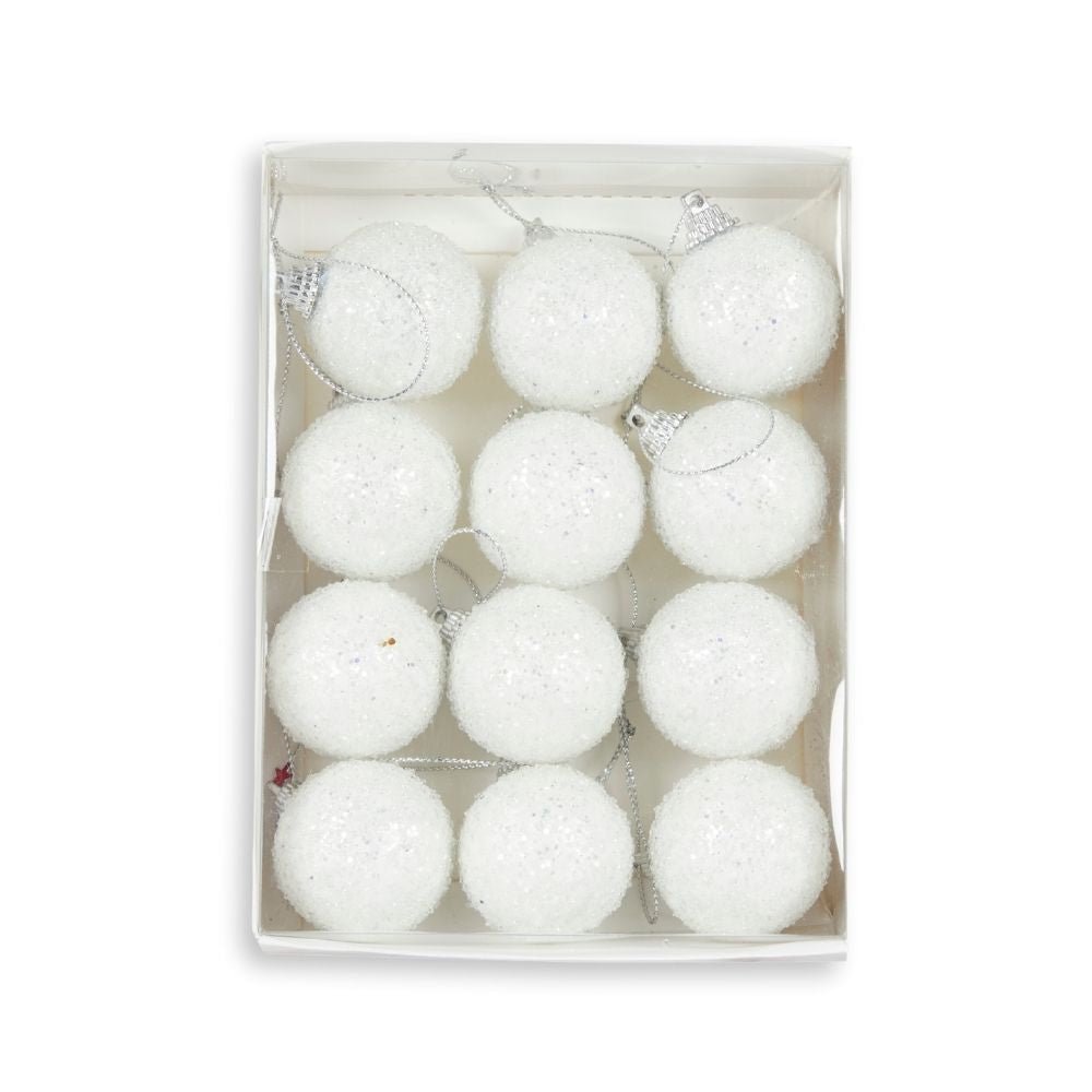 Mini White Sugar Baubles, Pack of 12 - My Christmas