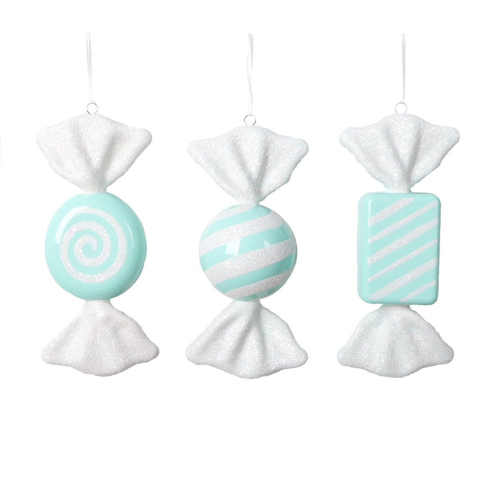 Mint/White Candy Ornaments, Pack of 3 - My Christmas