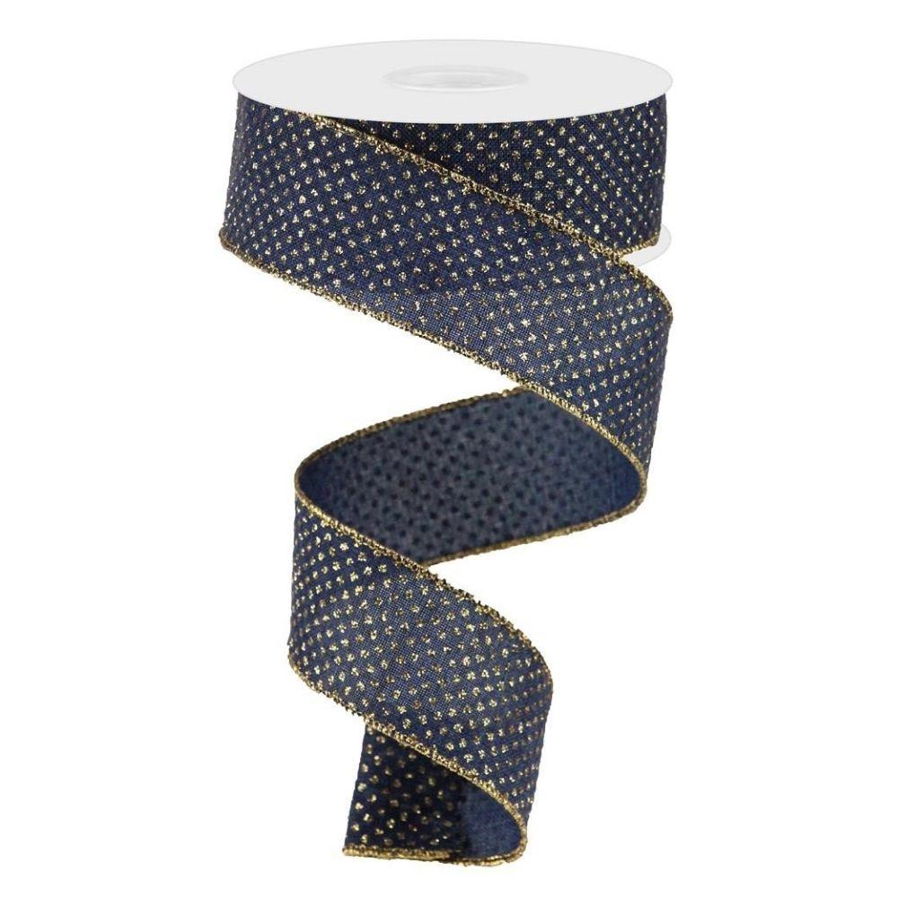 Navy/Gold Micro Dot Ribbon - My Christmas