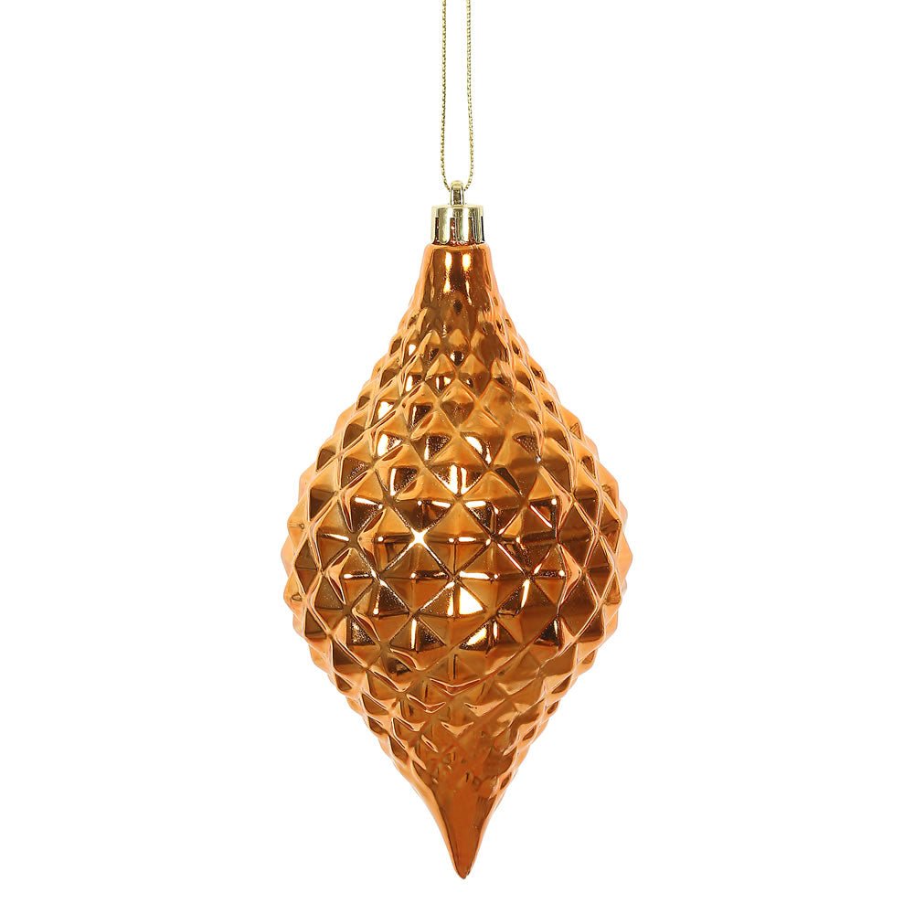Orange Shiny Diamond Drop Ornament - My Christmas