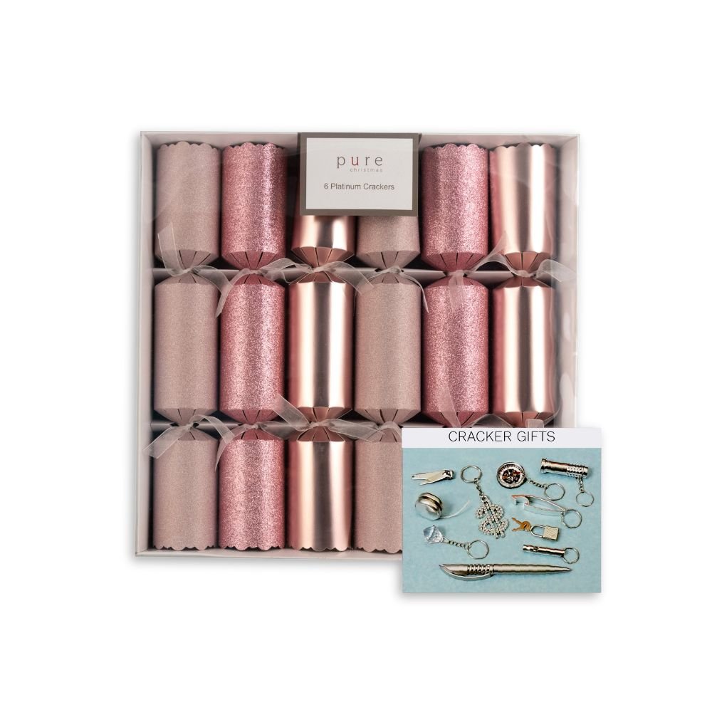 Pink Gold Crackers, Pack of 6 - My Christmas
