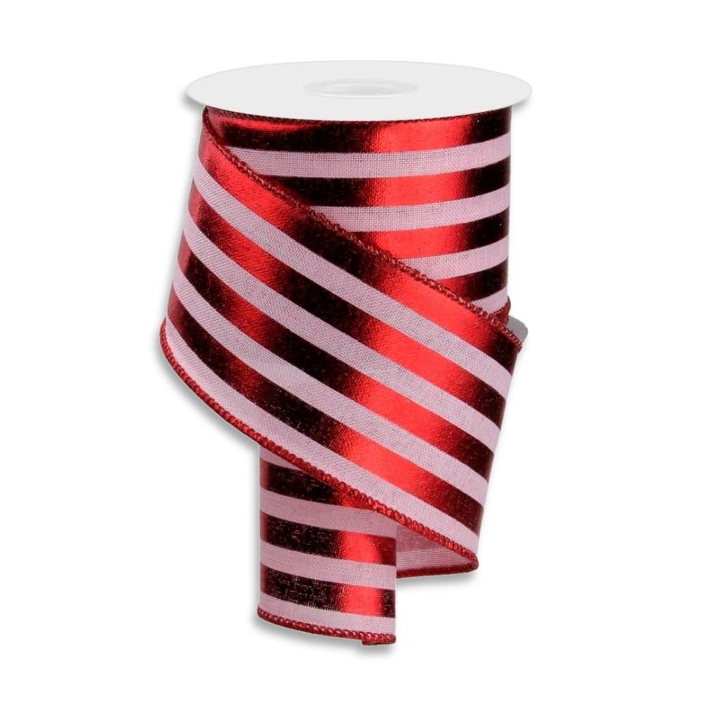 Pink Metallic Stripes Ribbon - My Christmas