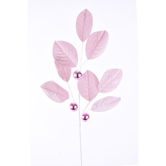 Pink Velvet Leaf Spray - My Christmas
