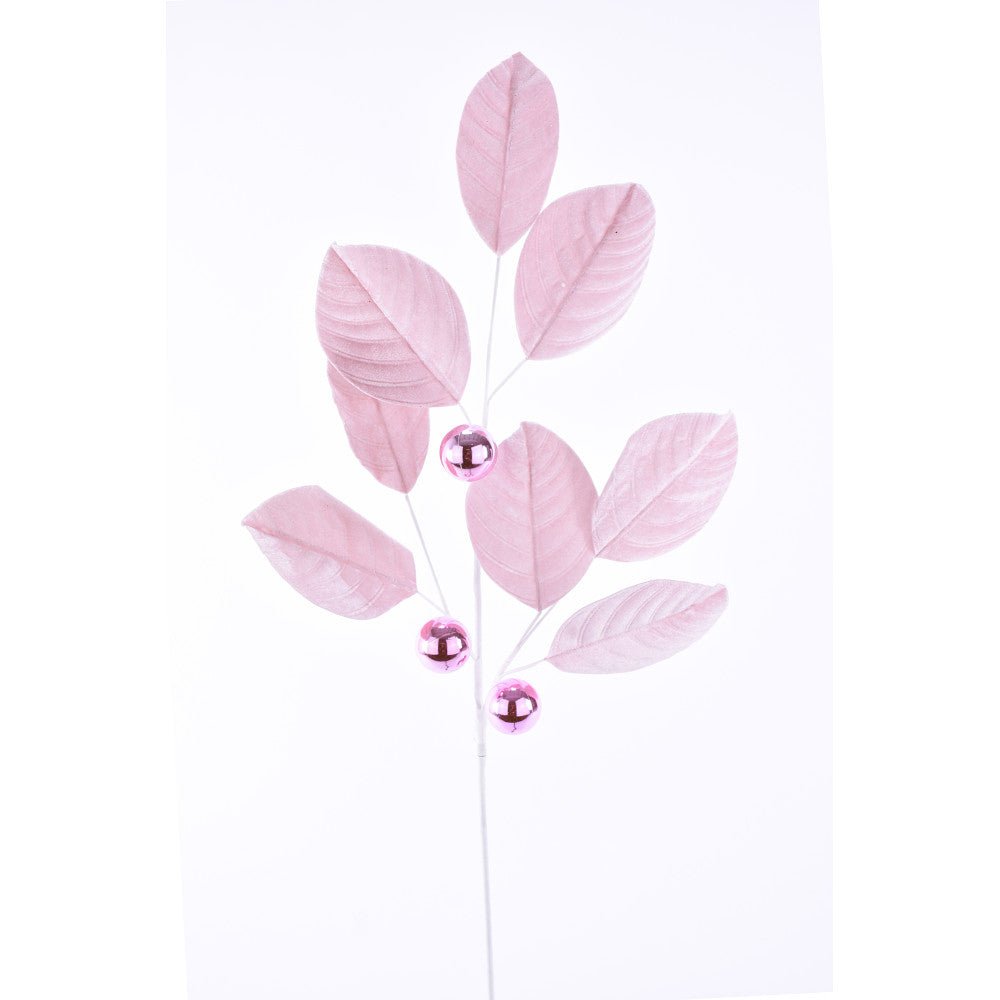 Pink Velvet Leaf Spray - My Christmas