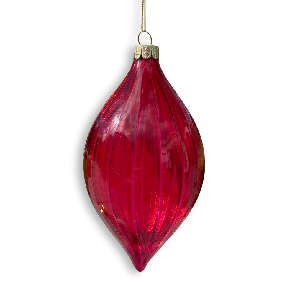 Raspberry Glass Long Drop Ornament - My Christmas